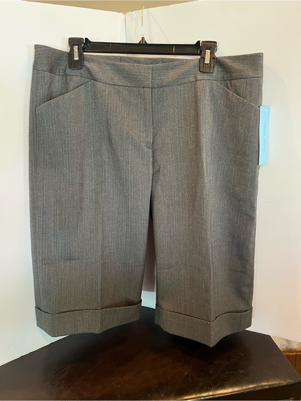 ANTONIO MELANI Gray Pinstripe Bermuda Shorts